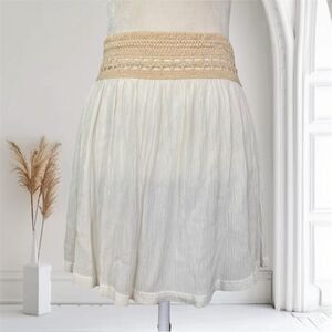 Papaya Vintage Deadstock Cream White Boho Lace Crochet Mini Skirt M
